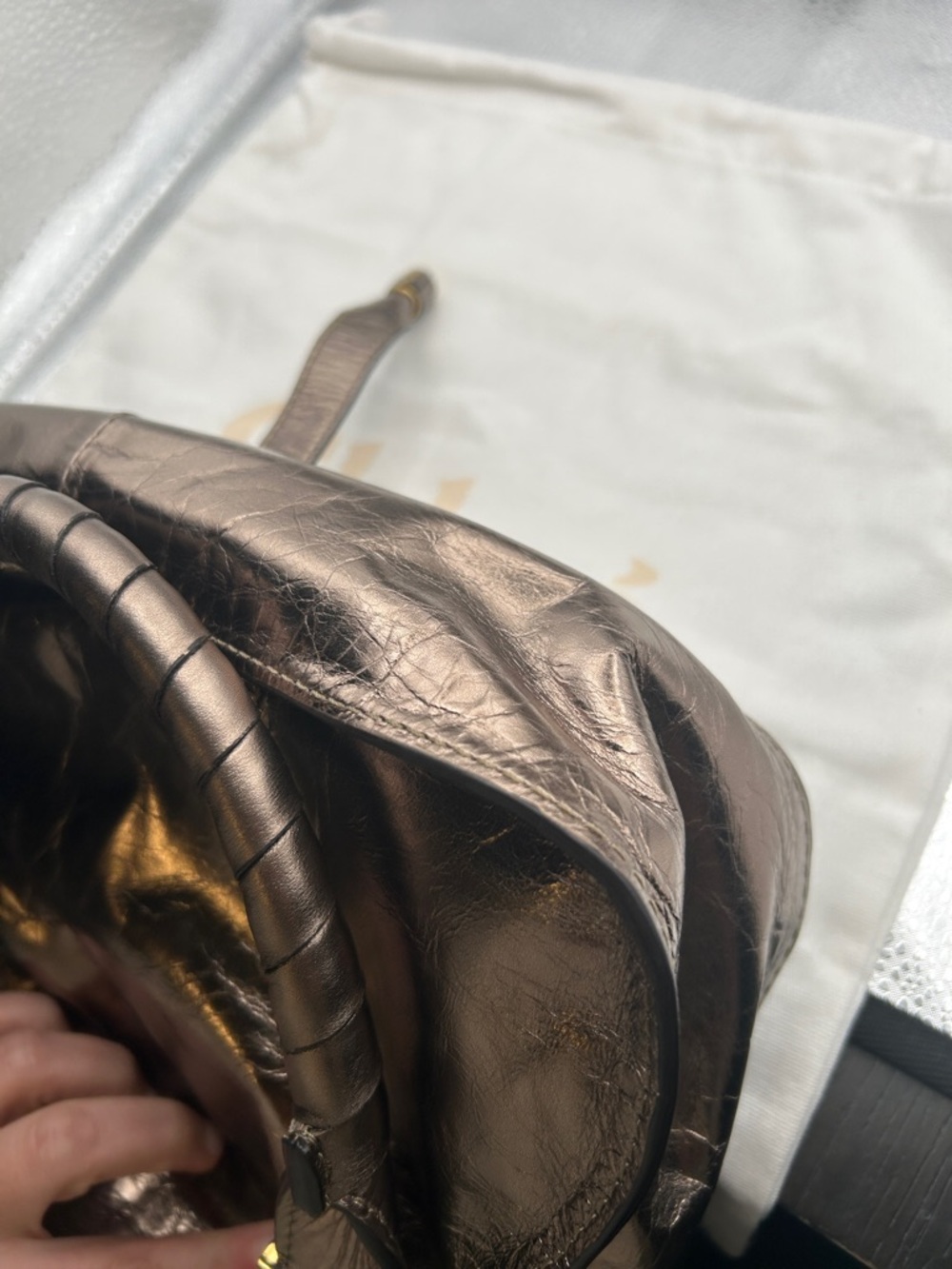 Chloé Small Marcie bronze Metallic Leather Satchel W/COA - Picture 13 of 17